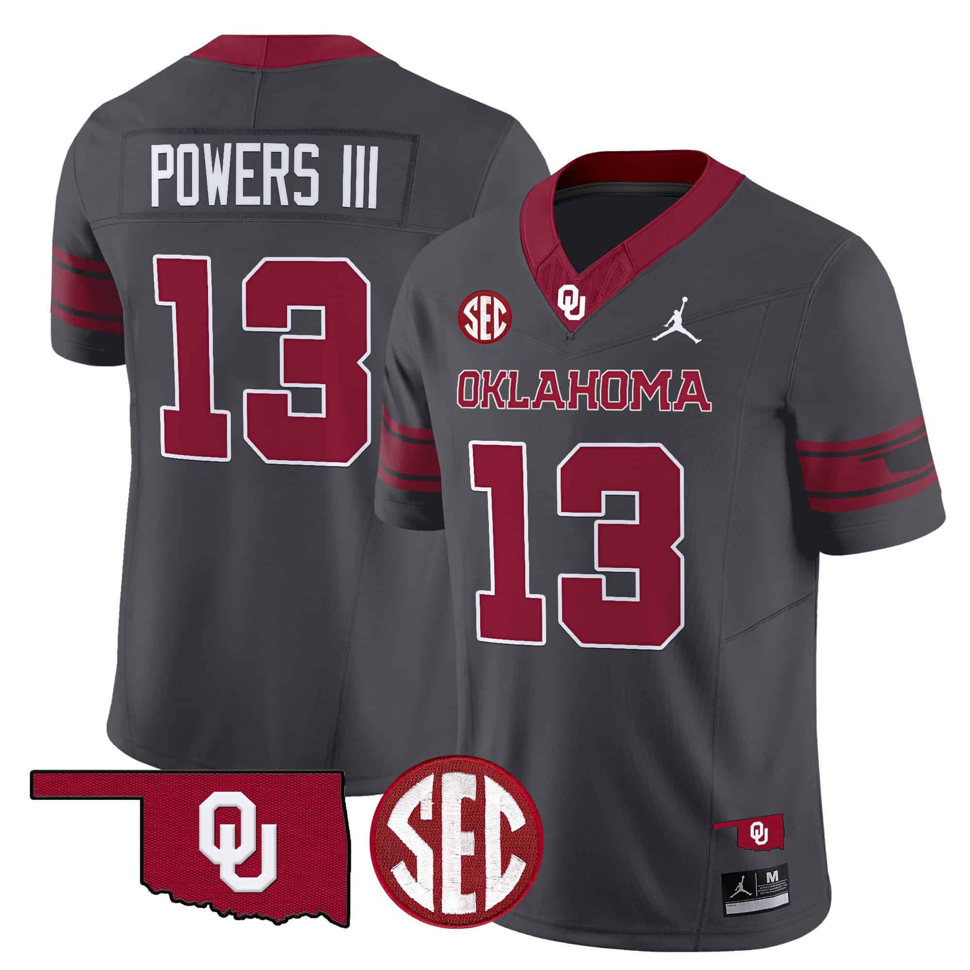 Men Oklahoma Sooners #13 Powers iii Grey 2024 Vapor Limited NCAA Jersey